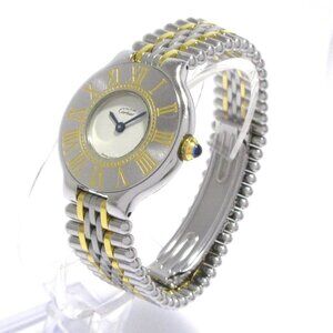 Cartier Must 21 SM Silver Gold Women's Wrist Watch 697-081525